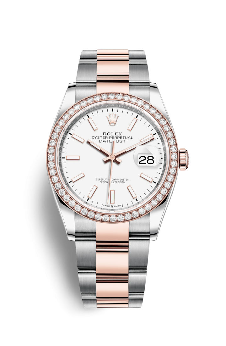 Rolex 126281RBR-0006 : Datejust 36 Stainless Steel / Everose / Diamond / White / Oyster