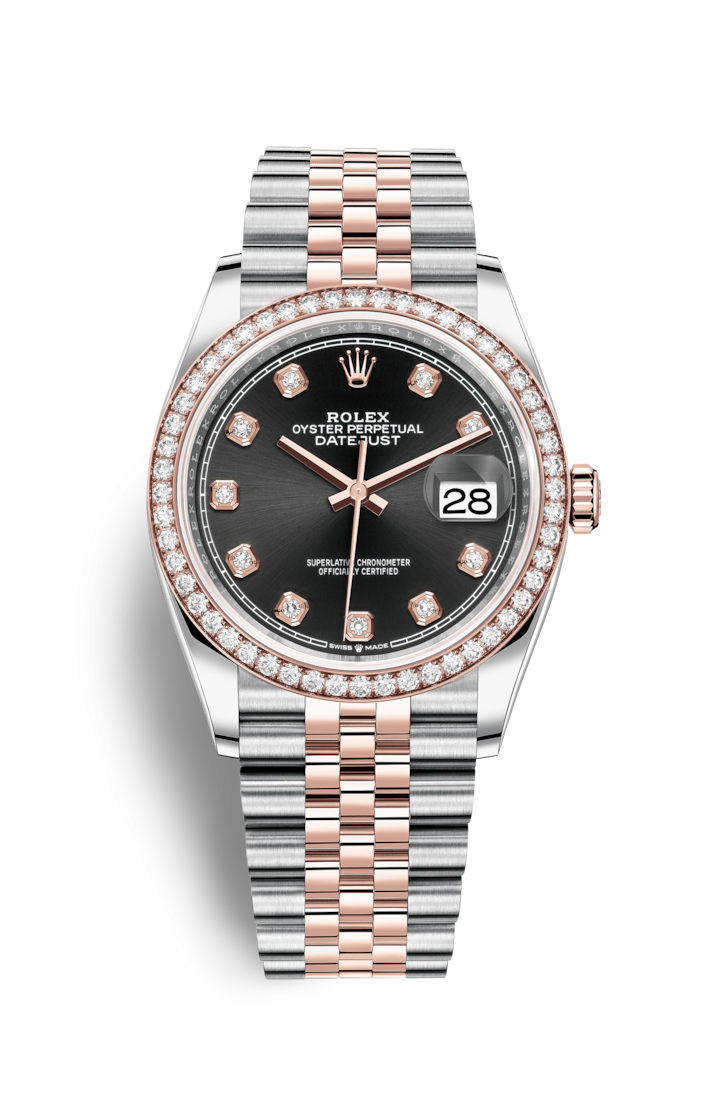 Rolex 126281RBR-0007 : Datejust 36 Stainless Steel / Everose / Diamond / Black Diamond / Jubilee