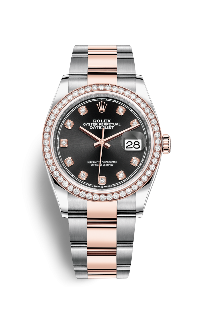 Rolex 126281RBR-0008 : Datejust 36 Stainless Steel / Everose / Diamond / Black Diamond / Oyster