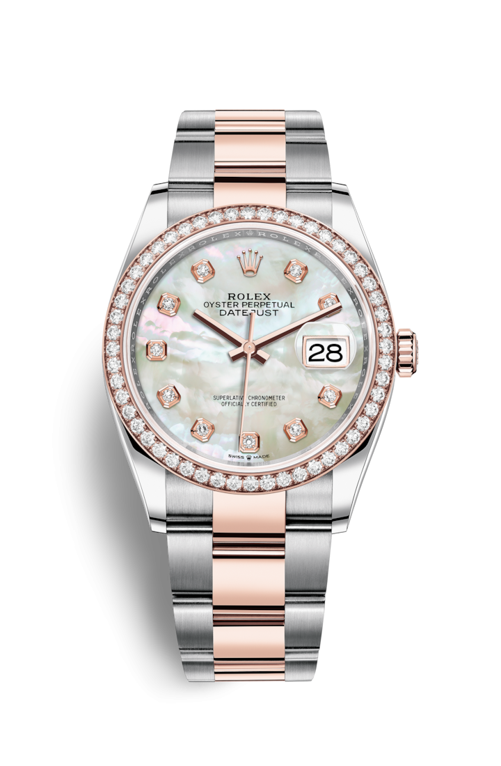 Rolex 126281RBR-0010 : Datejust 36 Stainless Steel / Everose / Diamond / MOP Diamond / Oyster