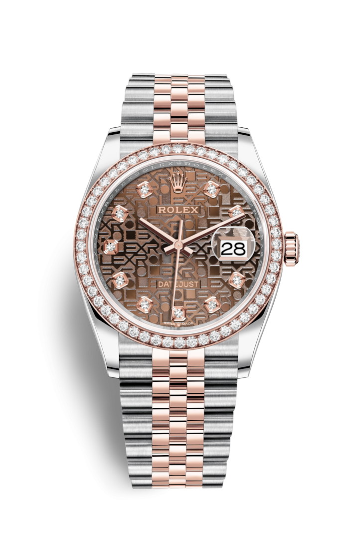 Rolex 126281RBR-0013 : Datejust 36 Stainless Steel / Everose / Diamond / Chocolate Computer / Jubilee