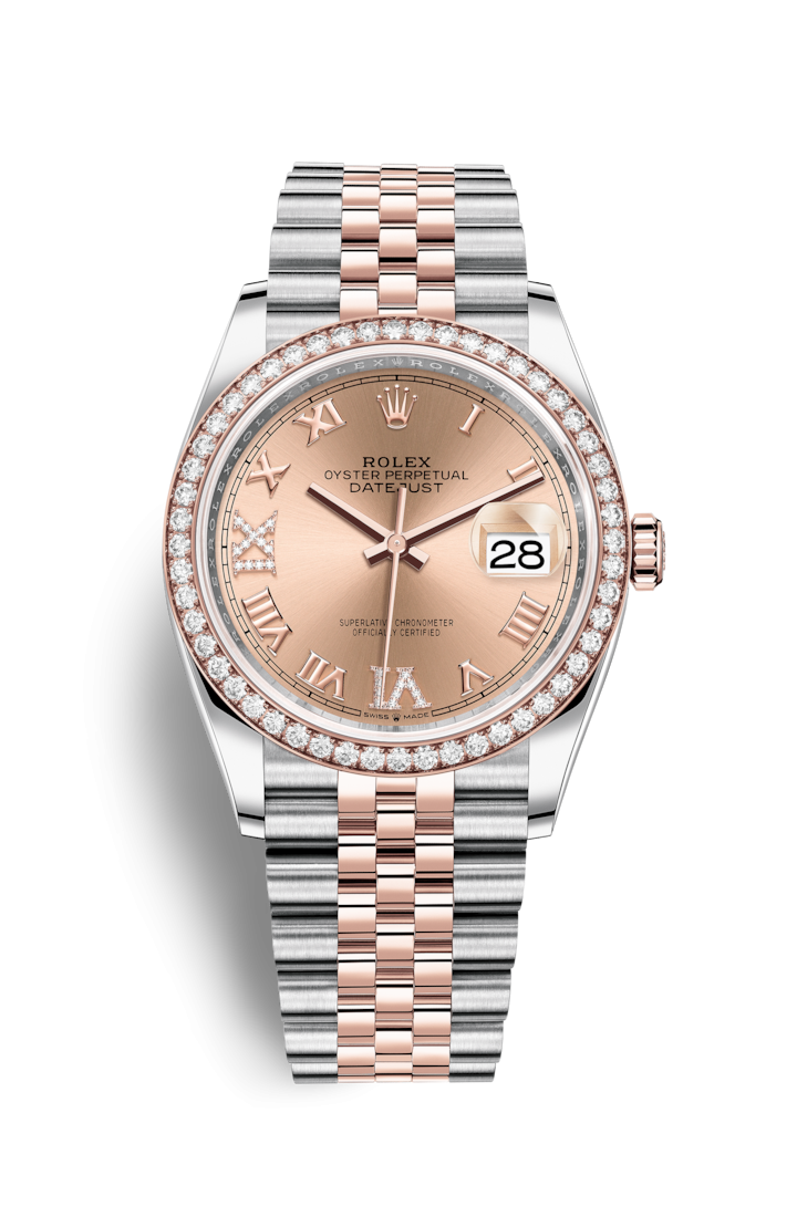 Rolex 126281RBR-0015 : Datejust 36 Stainless Steel / Everose / Diamond / Rose Roman / Jubilee