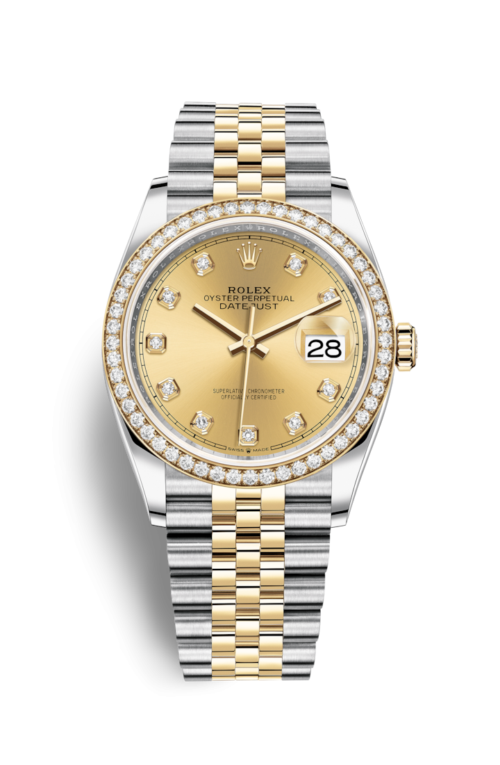 Rolex 126283RBR-0003 : Datejust 36 Stainless Steel / Yellow Gold / Diamond / Champagne Diamond / Jubilee