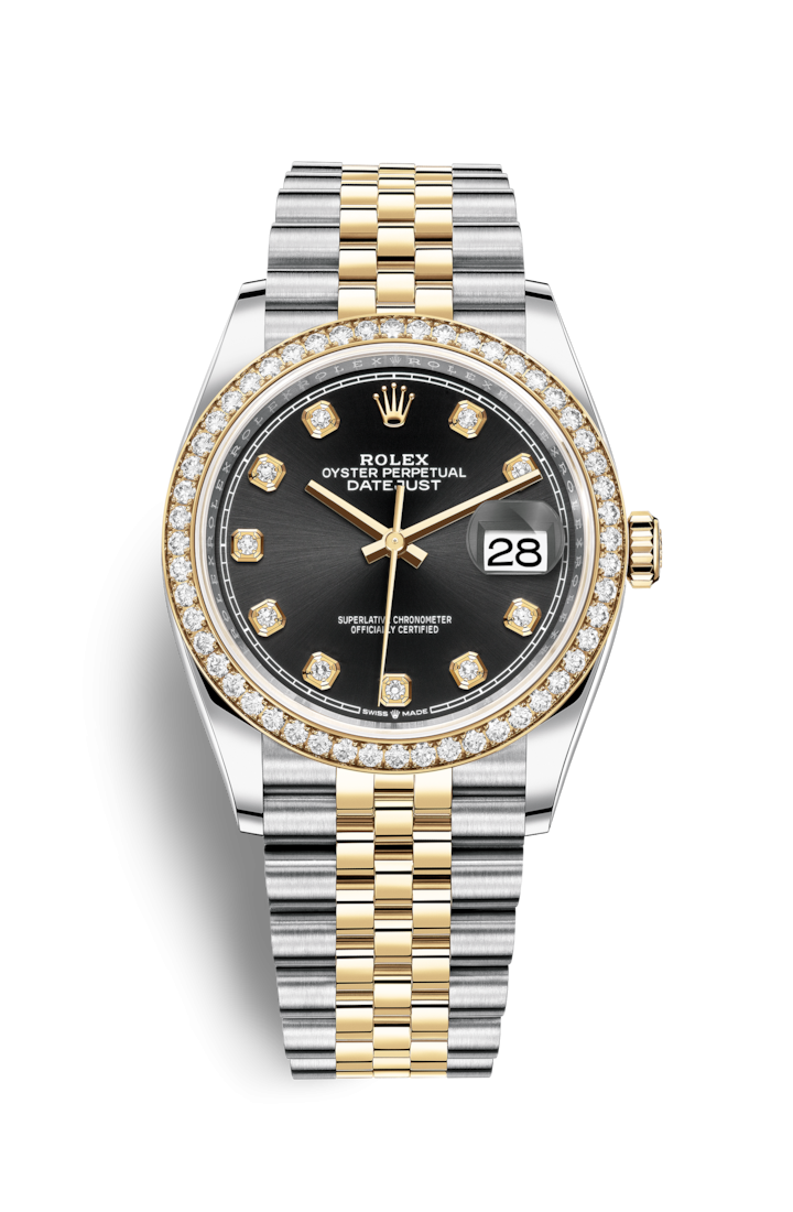 Rolex 126283RBR-0007 : Datejust 36 Stainless Steel / Yellow Gold / Diamond / Black Diamond / Jubilee