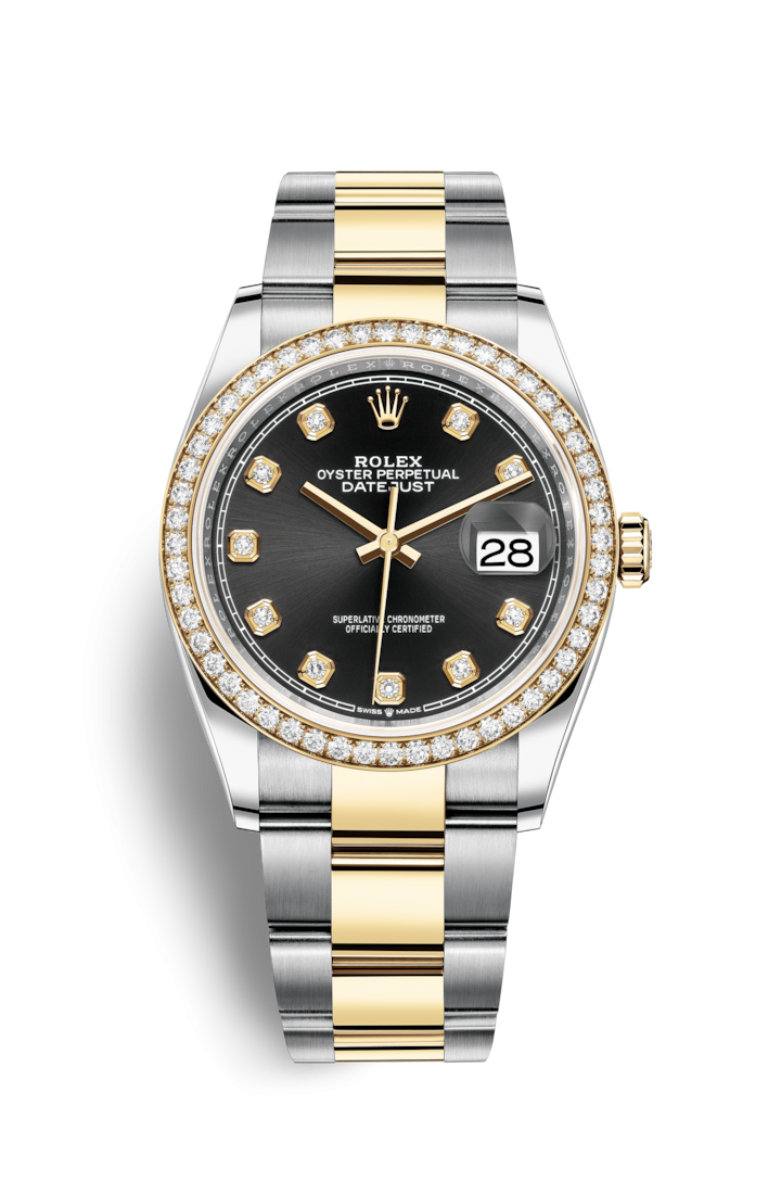 Rolex 126283RBR-0008 : Datejust 36 Stainless Steel / Yellow Gold / Diamond / Black Diamond / Oyster