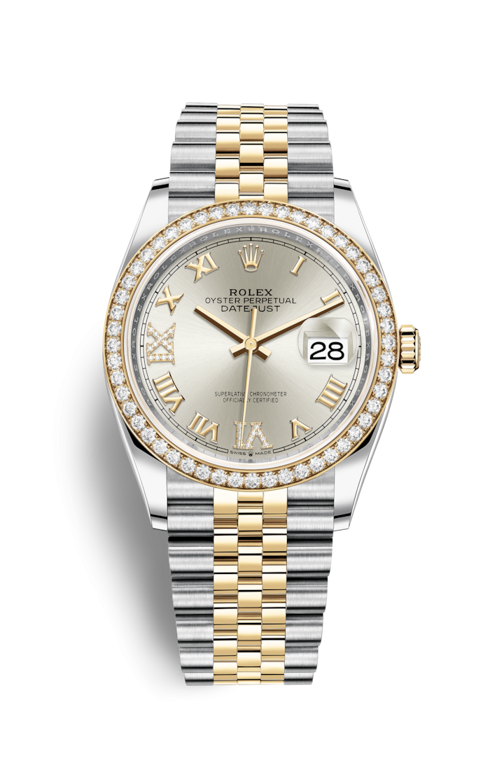 Rolex 126283RBR-0017 : Datejust 36 Stainless Steel / Yellow Gold / Diamond / Silver Roman Diamond / Jubilee