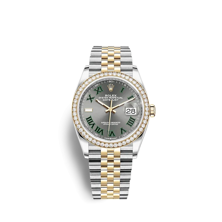 Rolex 126283RBR-0021 : Datejust 36 Stainless Steel / Yellow Gold / Diamond / Slate - Roman / Jubilee