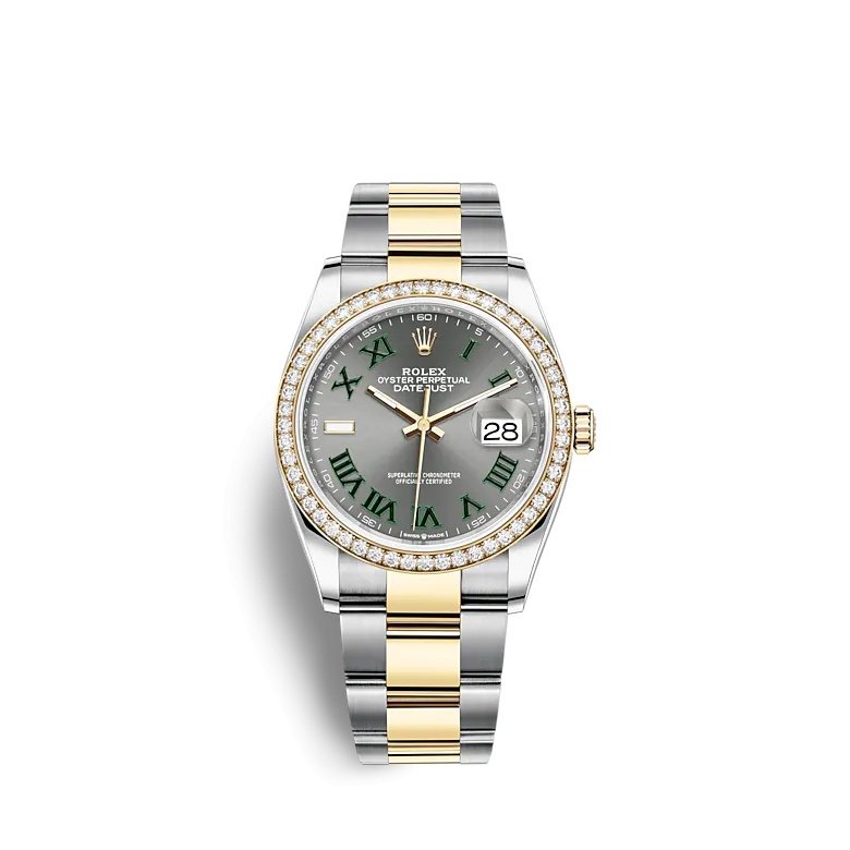 Rolex 126283RBR-0022 : Datejust 36 Stainless Steel / Yellow Gold / Diamond / Slate - Roman / Oyster