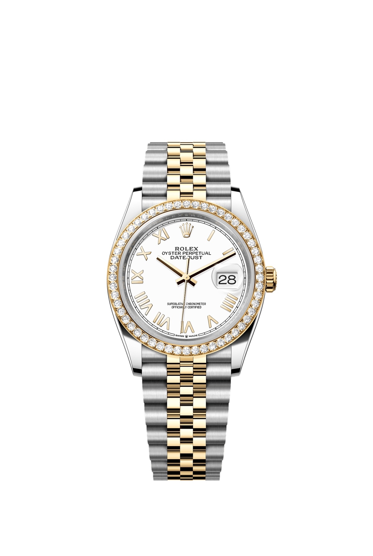 Rolex 126283RBR-0033 : Datejust 36 Stainless Steel - Yellow Gold - Diamond / White Roman / Jubilee
