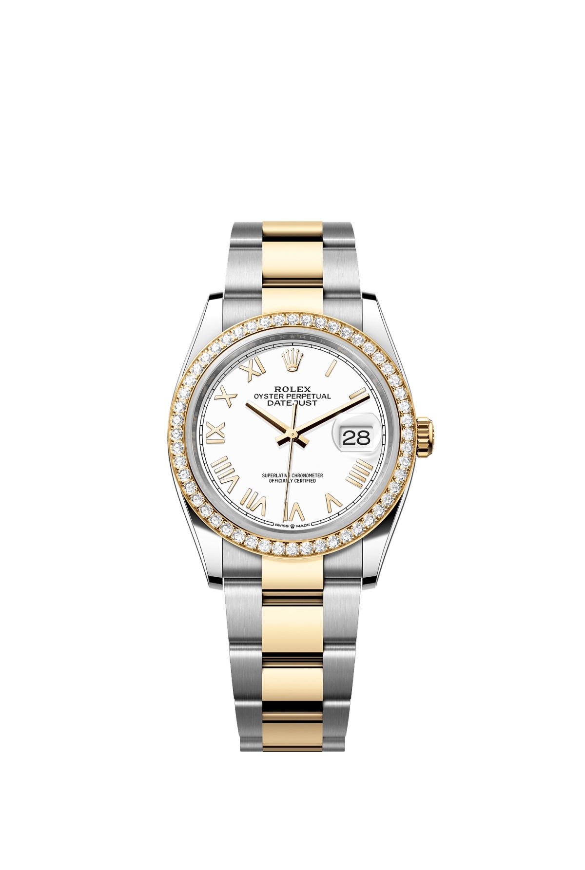 Rolex 126283RBR-0034 : Datejust 36 Stainless Steel - Yellow Gold - Diamond / White Roman / Oyster