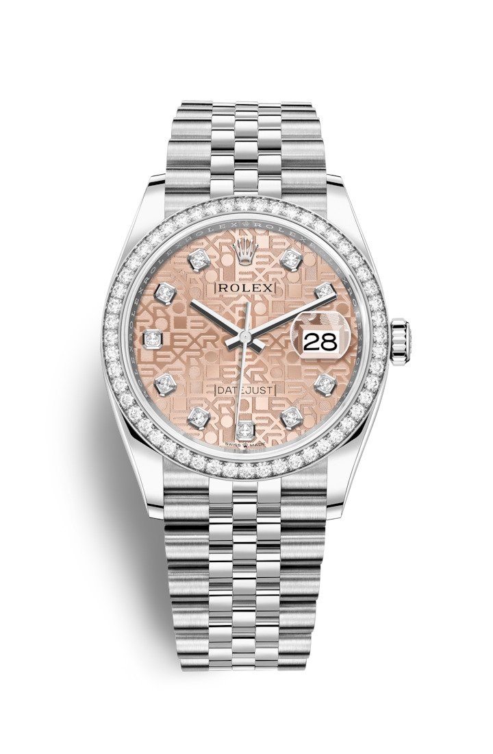 Rolex 126284RBR-0015 : Datejust 36 Stainless Steel / Diamond / Pink Jubilee / Jubilee