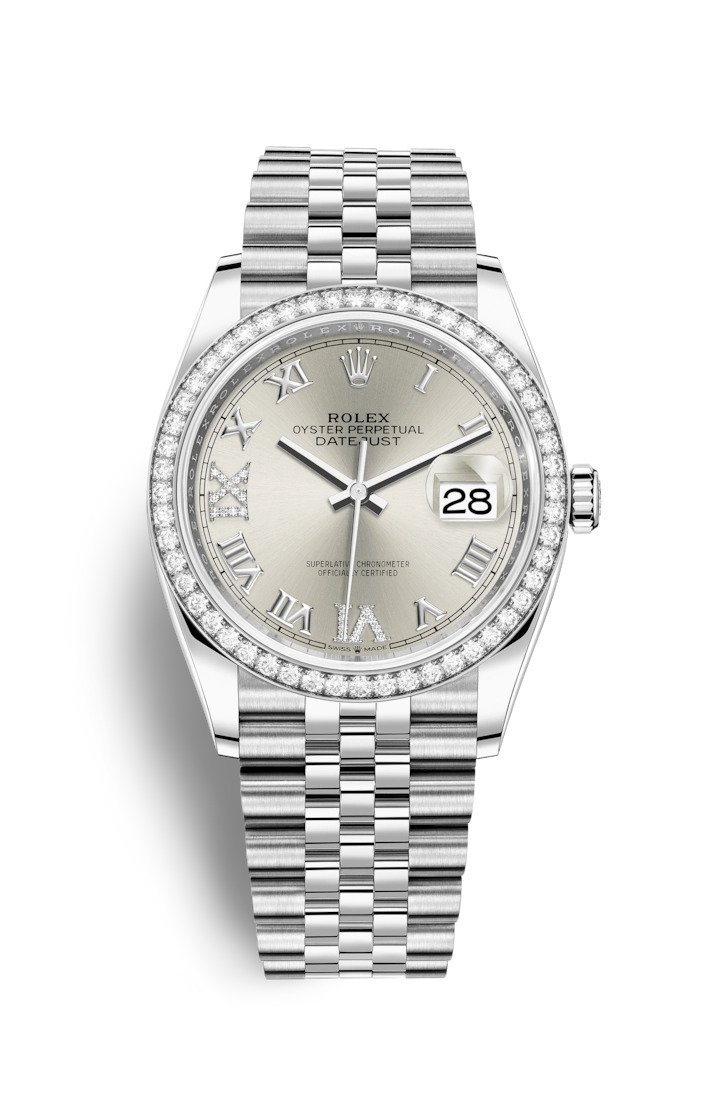 Rolex 126284RBR-0021 : Datejust 36 Stainless Steel / Diamond / Silver Roman-Diamonds / Jubilee