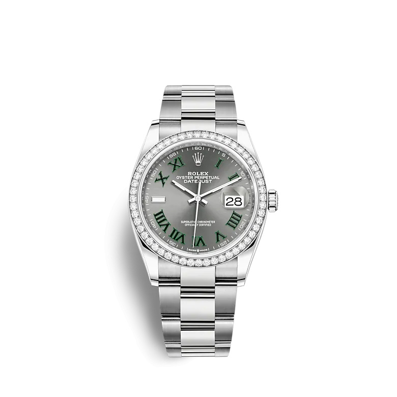 Rolex 126284RBR-0038 : Datejust 36 Stainless Steel / Diamond / Slate - Roman / Oyster