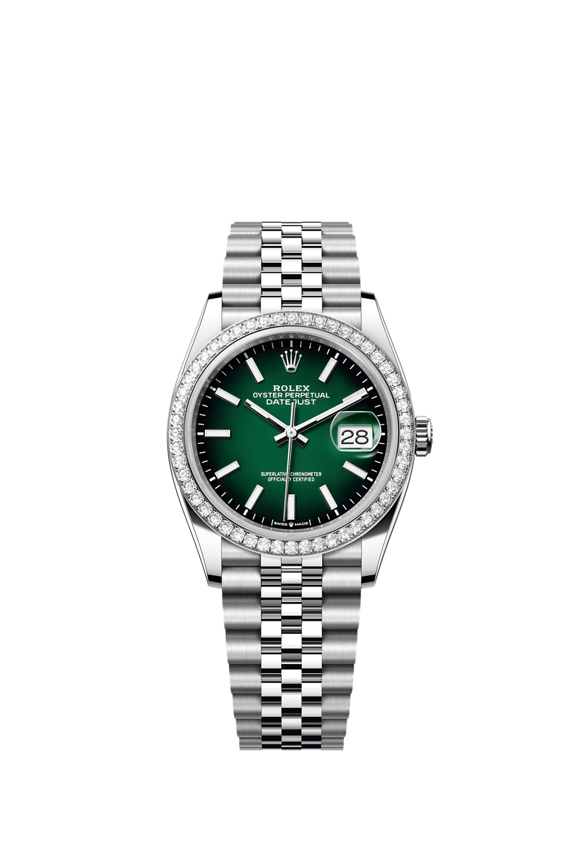 Rolex 126284RBR-0051 : Datejust 36 Stainless Steel - Diamond / Green Ombré / Jubilee