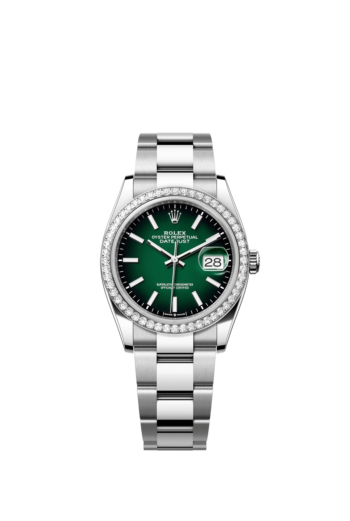 Rolex 126284RBR-0052 : Datejust 36 Stainless Steel - Diamond / Green Ombré / Oyster