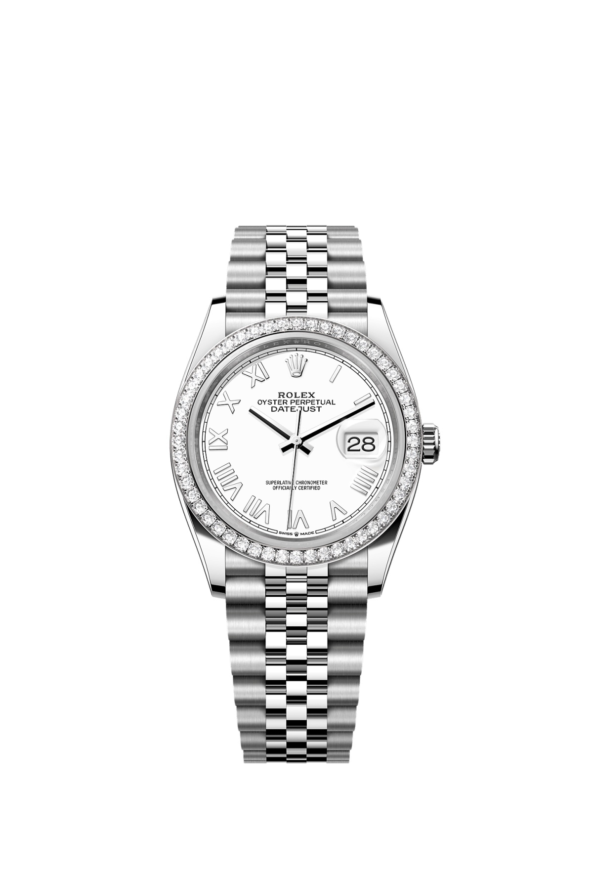 Rolex 126284RBR-0053 : Datejust 36 Stainless Steel - Diamond / White Roman / Jubilee