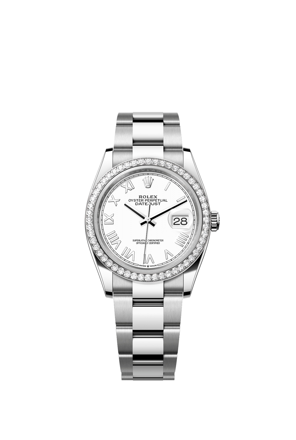 Rolex 126284RBR-0054 : Datejust 36 Stainless Steel - Diamond / White Roman / Oyster