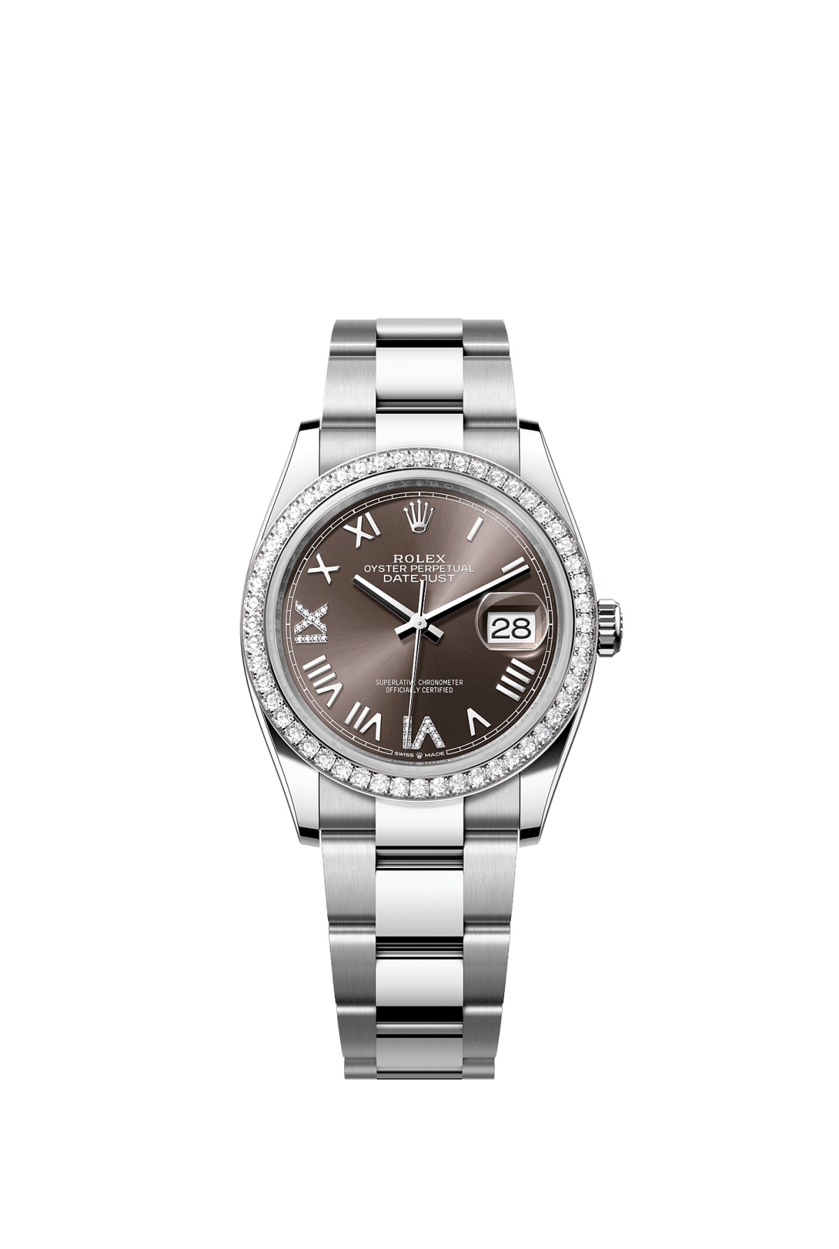 Rolex 126284RBR-0064 : Datejust 36 Stainless Steel - Diamond/ Dark Grey Roman Diamond / Oyster