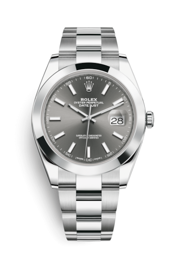 Rolex 126300-0007 : Datejust 41 Stainless Steel Smooth / Oyster / Dark Rhodium
