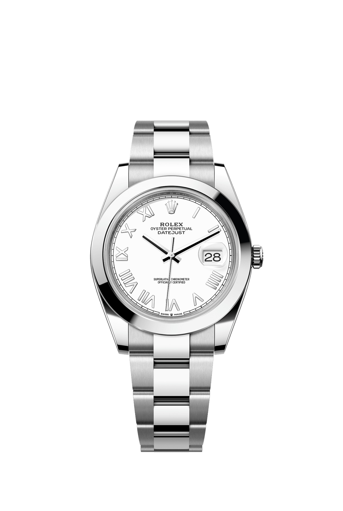 Rolex 126300-0027 : Datejust 41 Stainless Steel Smooth / White - Roman / Oyster