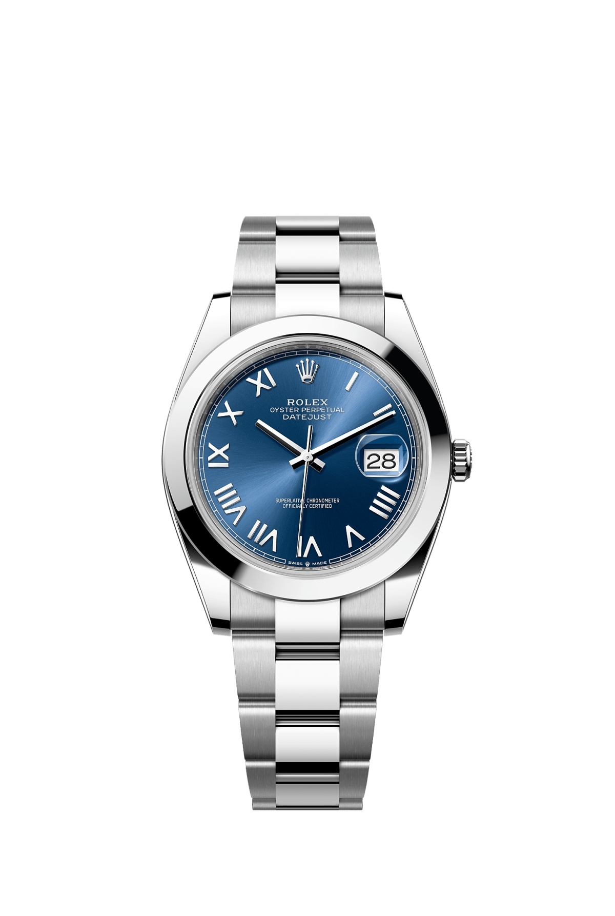 Rolex 126300-0029 : Datejust 41 Stainless Steel Smooth / Blue - Roman / Oyster