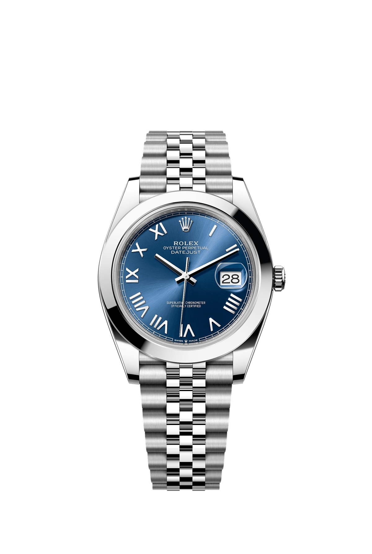 Rolex 126300-0030 : Datejust 41 Stainless Steel Smooth / Blue - Roman / Jubilee