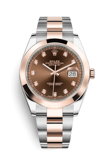 Rolex 126301-0003 : Datejust 41 Rolesor Everose Smooth / Oyster / Chocolate - Diamond