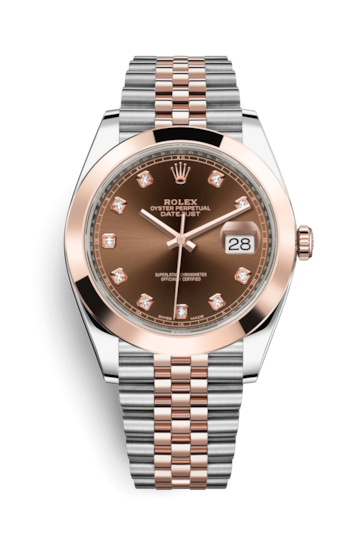Rolex 126301-0004 : Datejust 41 Rolesor Everose Smooth / Jubilee / Chocolate - Diamond