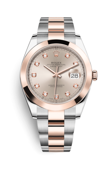Rolex 126301-0007 : Datejust 41 Rolesor Everose Smooth / Oyster / Sundust - Diamond