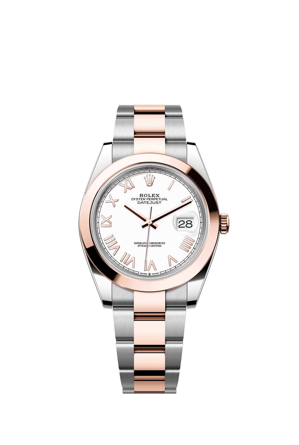Rolex 126301-0025 : Datejust 41 Stainless Steel - Everose - Smooth / White Roman / Oyster