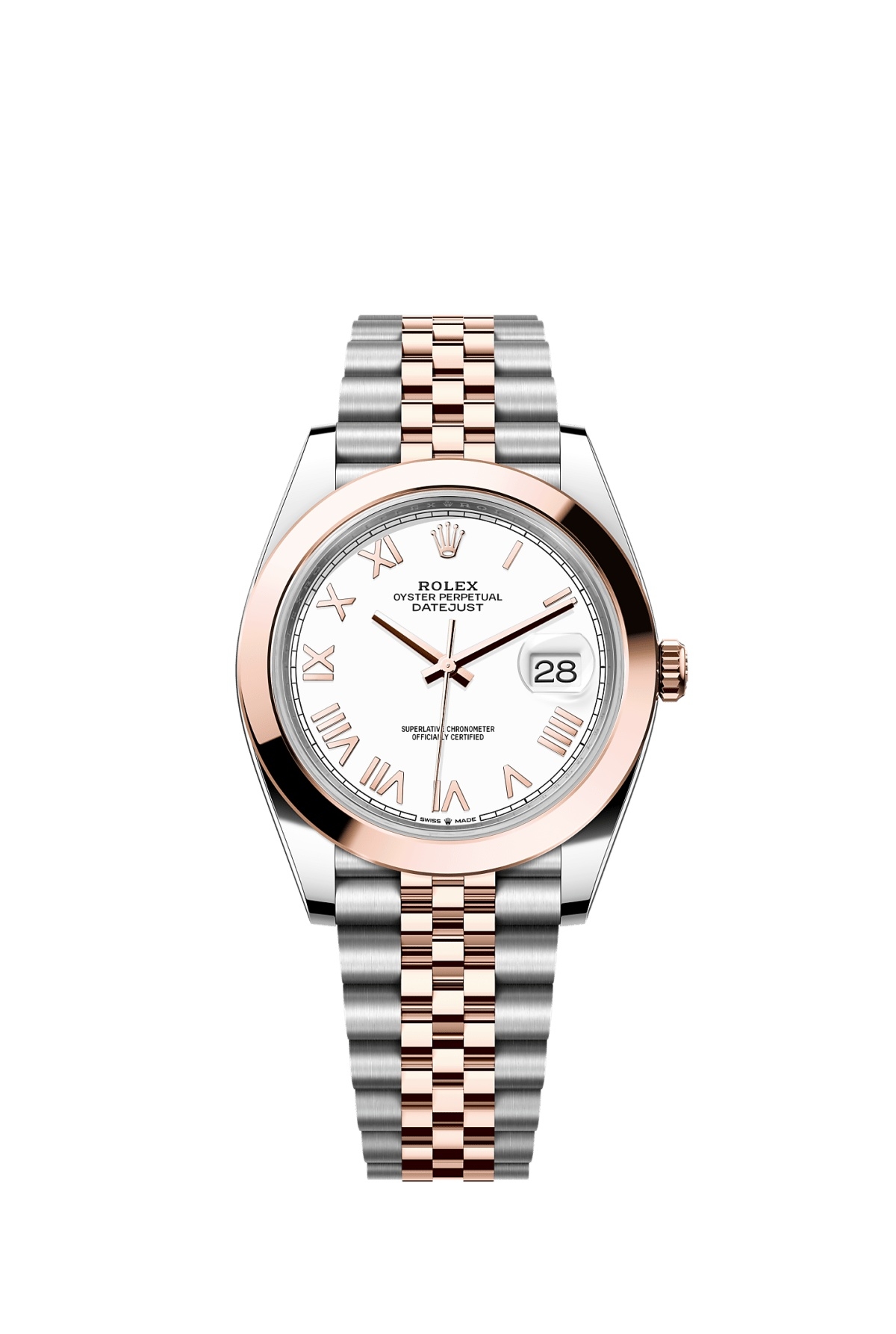Rolex 126301-0026 : Datejust 41 Stainless Steel - Everose - Smooth / White Roman / Jubilee
