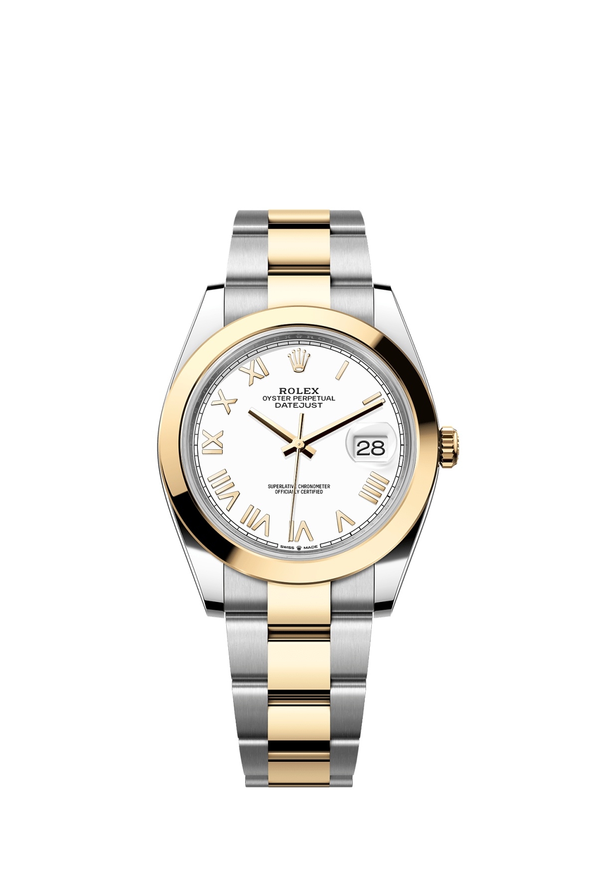 Rolex 126303-0025 : Datejust 41 Stainless Steel - Yellow Gold - Smooth / White Roman / Oyster