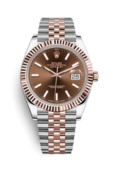 Rolex 126331-0002 : Datejust 41 Rolesor Everose Fluted / Jubilee / Chocolate