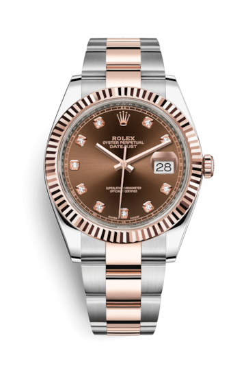 Rolex 126331-0003 : Datejust 41 Rolesor Everose Fluted / Oyster / Chocolate - Diamond