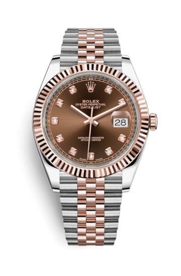 Rolex 126331-0004 : Datejust 41 Rolesor Everose Fluted / Jubilee / Chocolate - Diamond