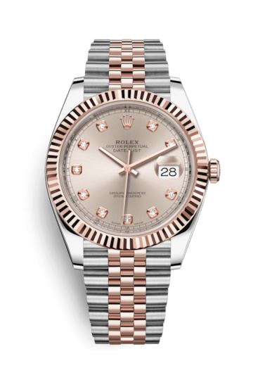Rolex 126331-0008 : Datejust 41 Rolesor Everose Fluted / Jubilee / Sundust - Diamond