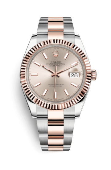 Rolex 126331-0009 : Datejust 41 Rolesor Everose Fluted / Oyster / Sundust