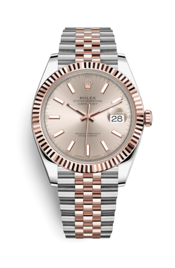 Rolex 126331-0010 : Datejust 41 Rolesor Everose Fluted / Jubilee / Sundust