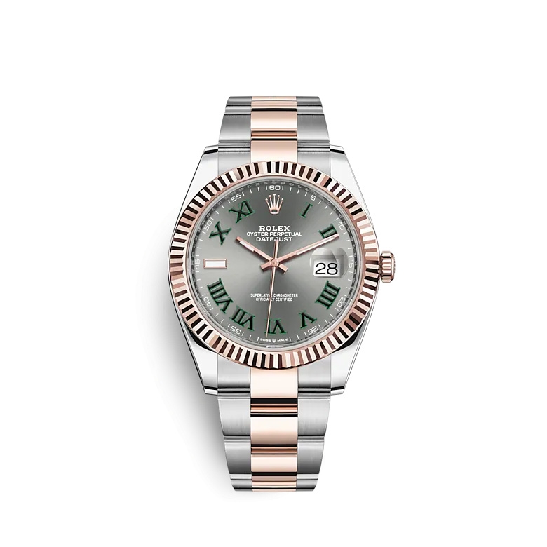 Rolex 126331-0015 : Datejust 41 Rolesor Everose Fluted / Oyster / Slate - Roman