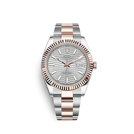 Rolex 126331-0017 : Datejust 41 Rolesor Everose - Fluted / Oyster / Silver - Fluted