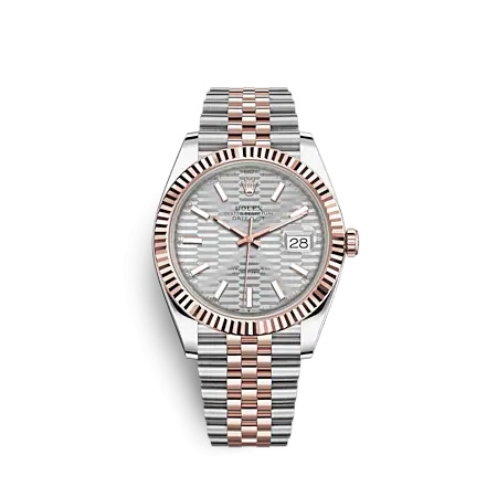 Rolex 126331-0018 : Datejust 41 Rolesor Everose - Fluted / Jubilee / Silver - Fluted