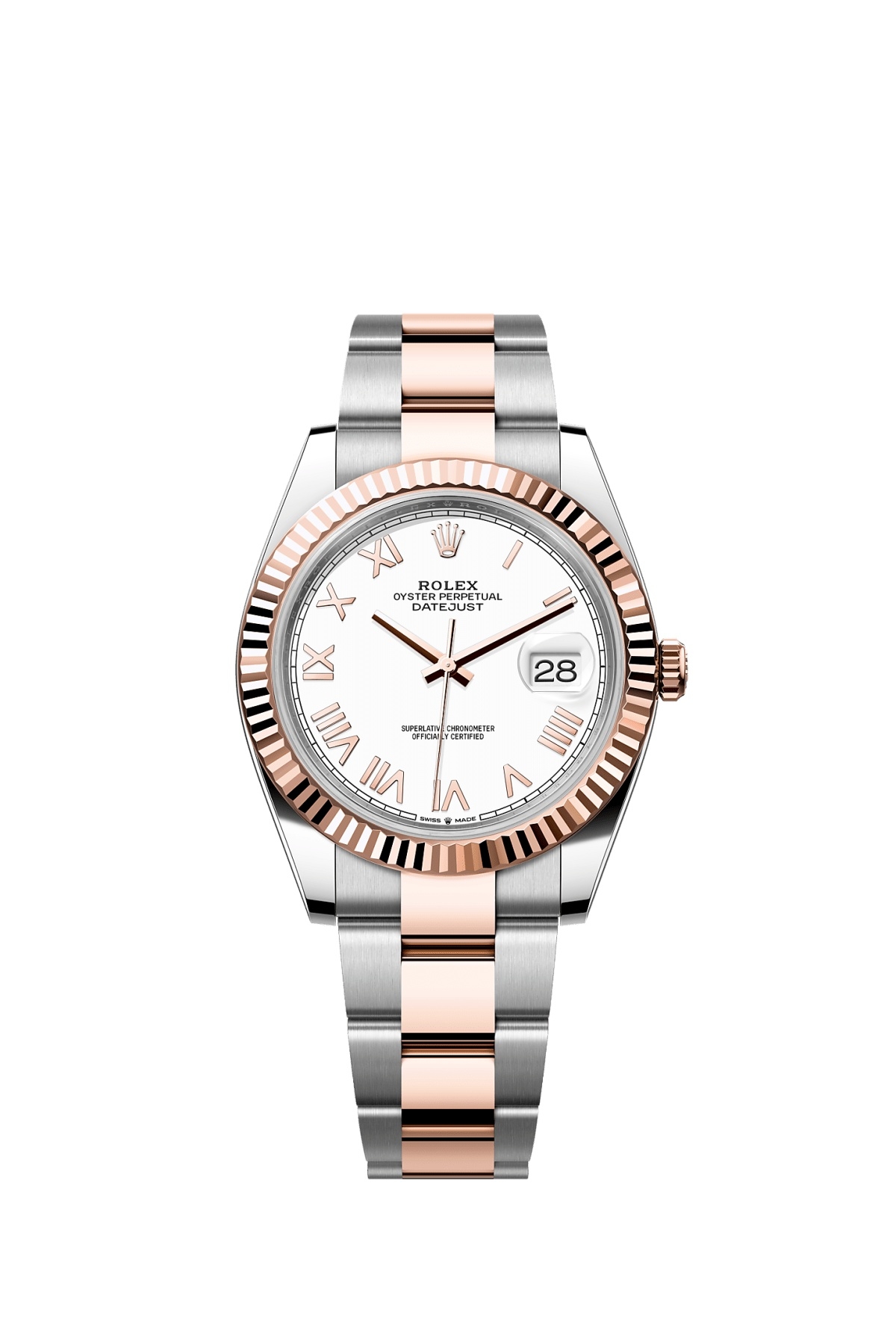 Rolex 126331-0025 : Datejust 41 Stainless Steel - Everose - Fluted / White Roman / Oyster