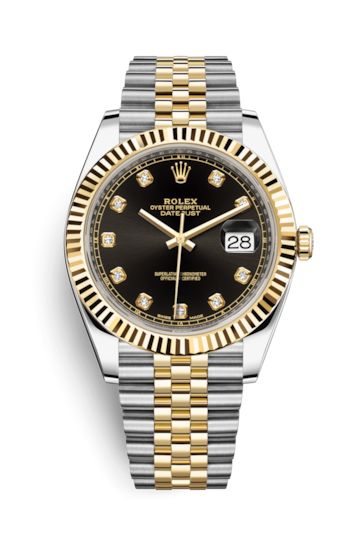Rolex 126333-0006 : Datejust 41 Rolesor Yellow Fluted / Jubilee / Black - Diamond