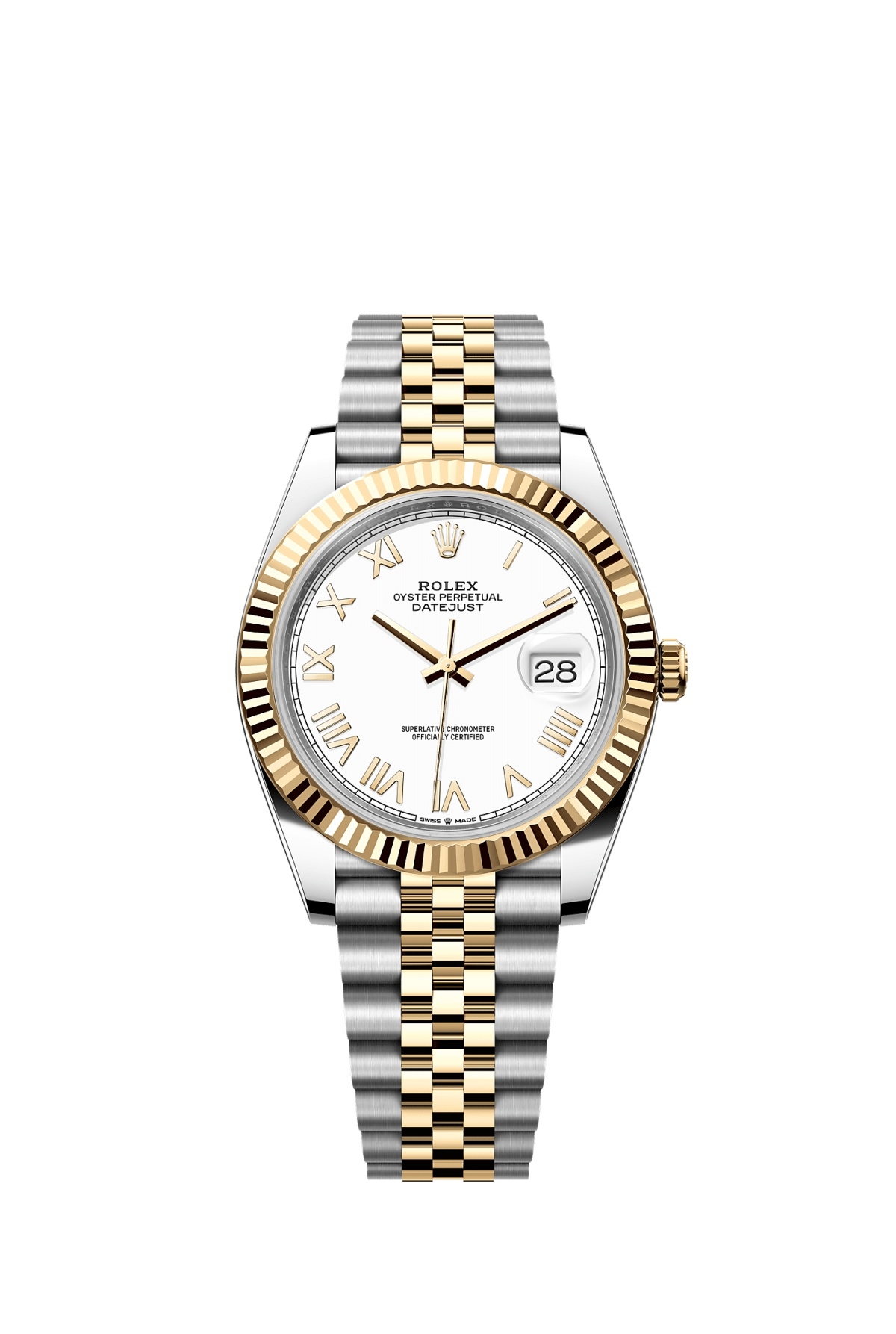 Rolex 126333-0026 : Datejust 41 Stainless Steel - Yellow Gold - Fluted / White Roman / Jubilee