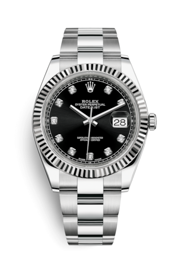 Rolex 126334-0011 : Datejust 41 Stainless Steel Fluted / Oyster / Black - Diamond