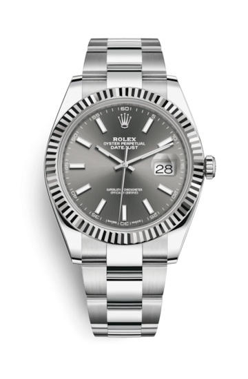 Rolex 126334-0013 : Datejust 41 Stainless Steel Fluted / Oyster / Dark Rhodium