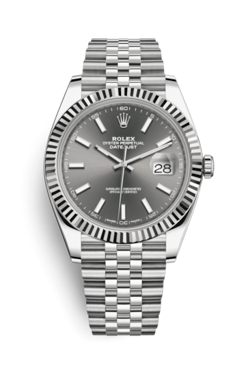 Rolex 126334-0014 : Datejust 41 Stainless Steel Fluted / Jubilee / Dark Rhodium