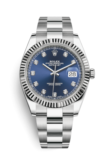 Rolex 126334-0015 : Datejust 41 Stainless Steel Fluted / Oyster / Blue - Diamond