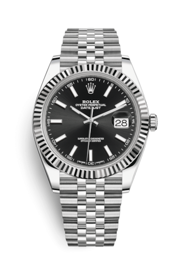 Rolex 126334-0018 : Datejust 41 Stainless Steel Fluted / Jubilee / Black