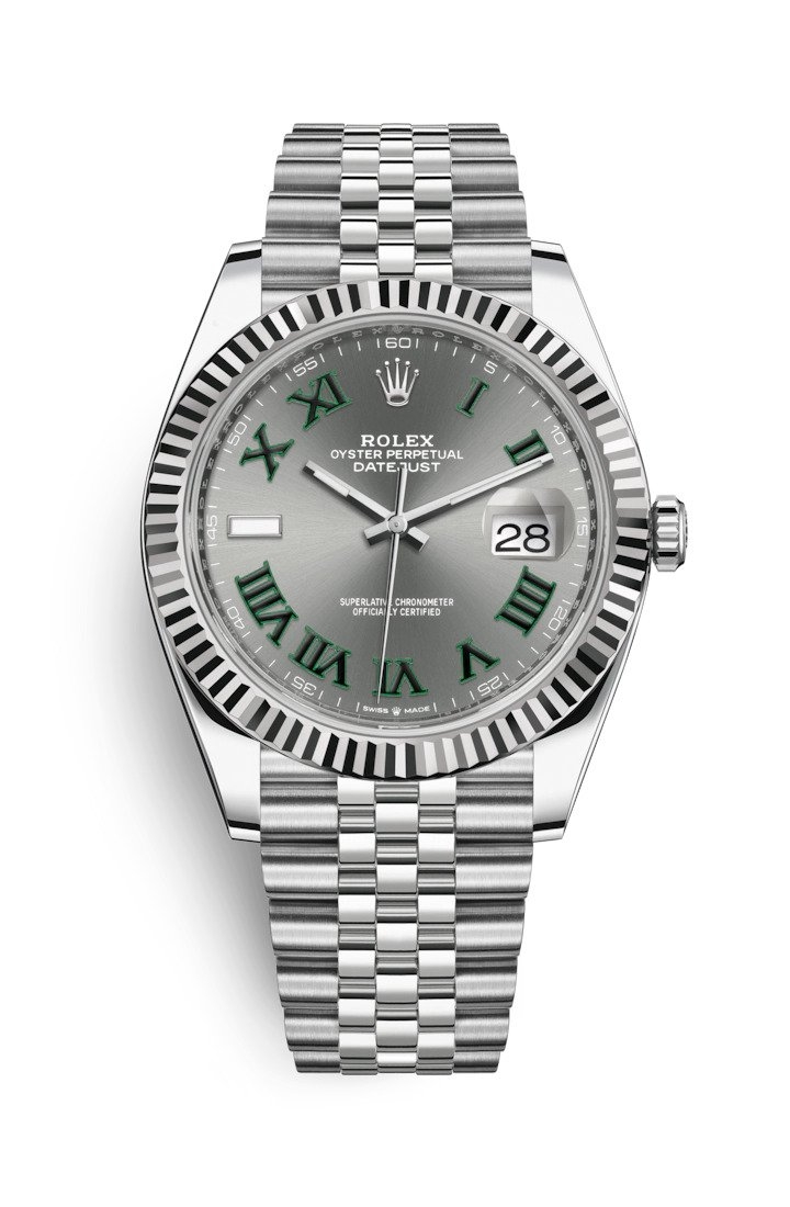 Rolex 126334-0022 : Datejust 41 Stainless Steel Fluted / Slate - Roman / Jubilee
